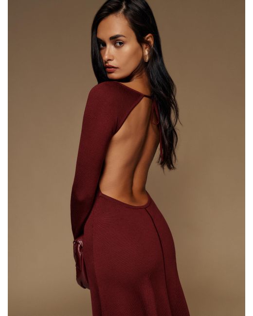 reformation brown long sleeve dress Long-Sleeve Maxi Open-Back Sweater in Maxi dress