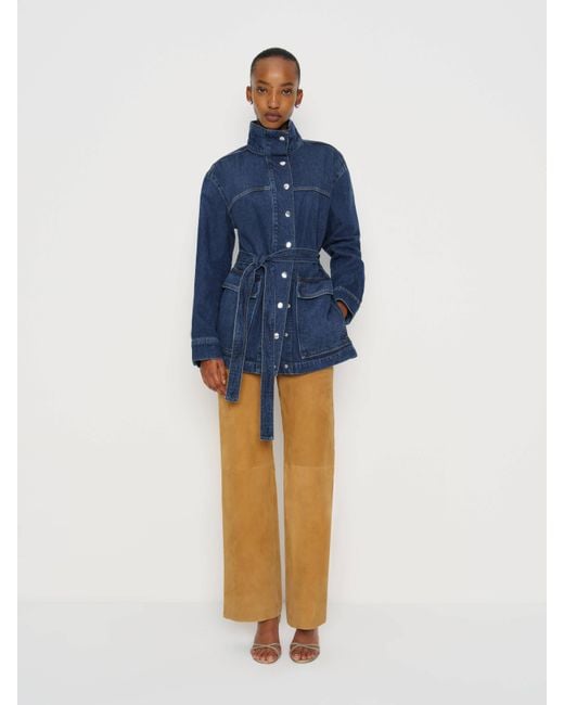 Reformation Blue Drina Belted Denim Jacket