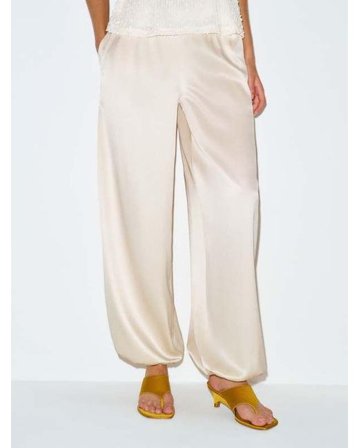 Reformation White Aven Satin Pant