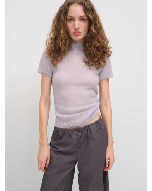 Reformation Purple Laurel Sheer Alpaca Mock Neck