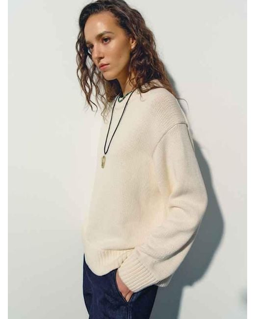 Reformation Blue Cove Cotton Oversized Crew Sweater