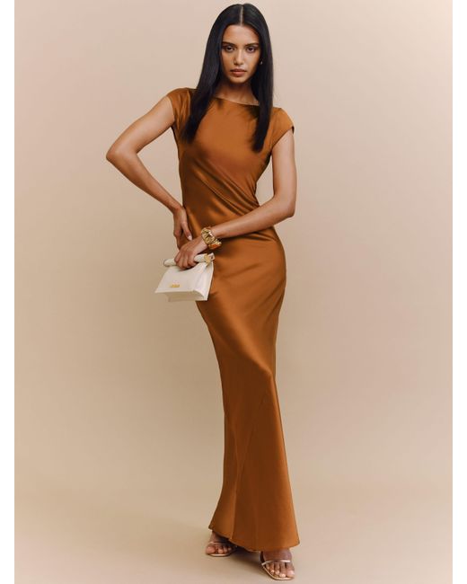 Reformation Niamh Silk Dress in Brown | Lyst