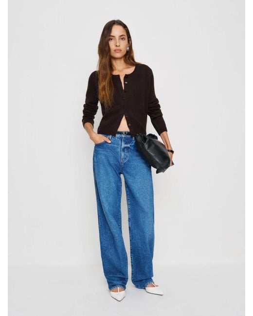 Reformation Blue Clara Cashmere Crew Cardigan