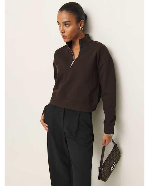 Reformation Black Maddie Zip Sweatshirt