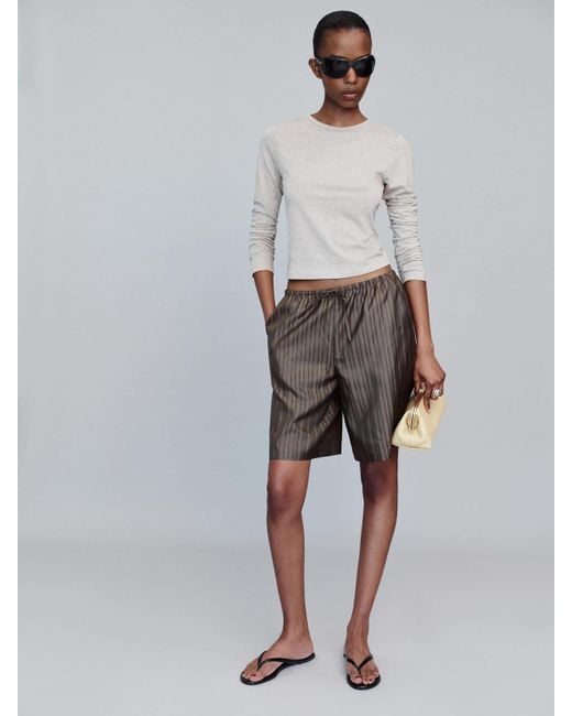 Reformation Gray Sandy Short Stripe