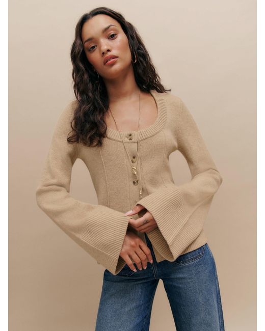 Reformation Natural Karina Regenerative Wool Scoop Neck Cardigan