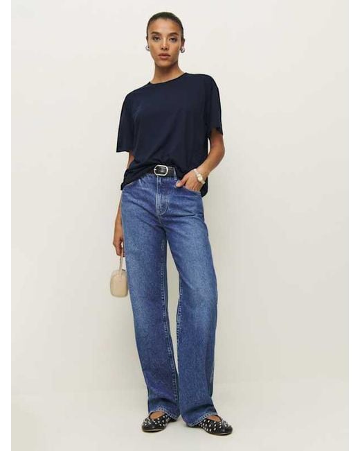 Reformation Blue Liam Oversized T-Shirt