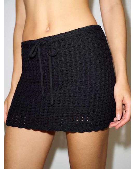Reformation Blue Fleurine Cotton Crochet Mini Skirt