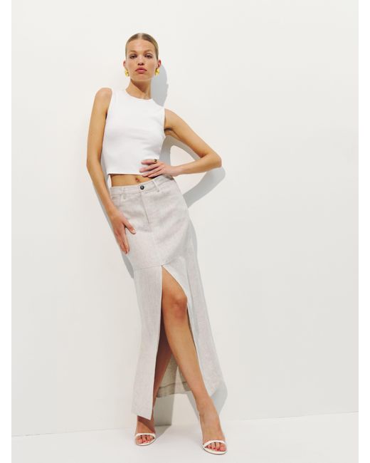 Reformation White Tazz Maxi Linen Skirt