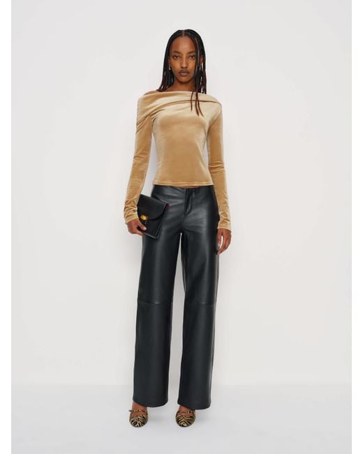 Reformation Metallic Elio Knit Top Velvet
