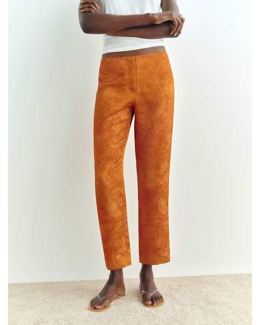 Reformation White Hadley Mid Rise Satin Pant Burnt
