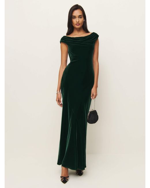 Reformation Blue Elvie Velvet Dress 0