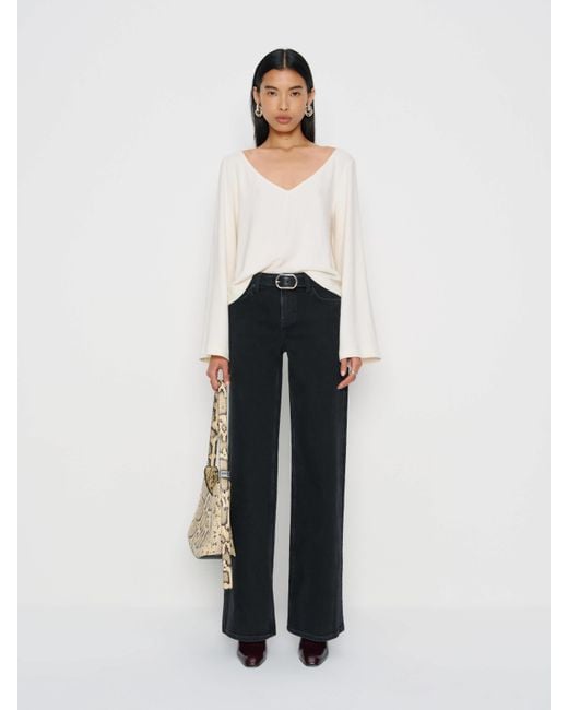 Reformation White Greta Super Stretch Low Rise Wide Leg Jeans