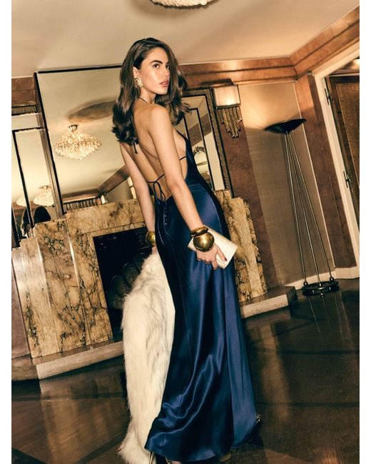 Reformation Blue Jeany Silk Dress