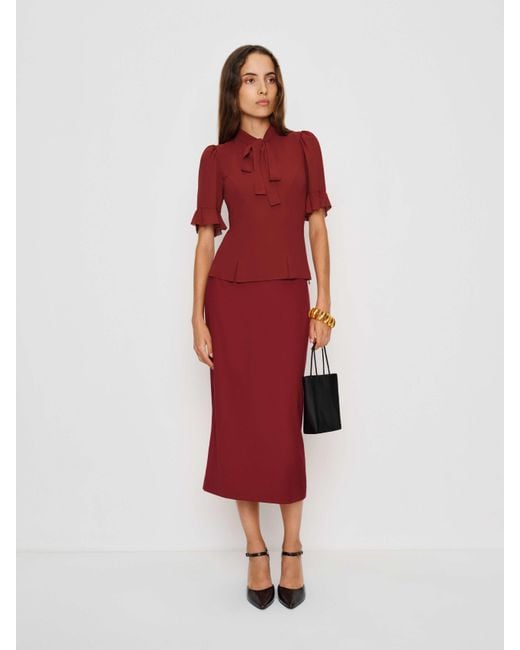 Reformation Red Cloud Egg Blouse 0