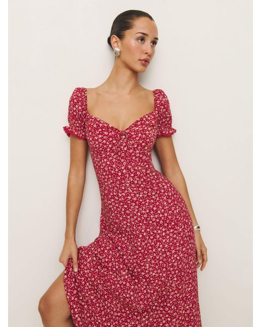 Reformation Red Sustainable Midi Dress