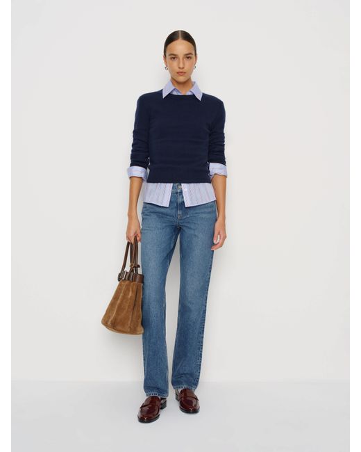 Reformation Blue Greer Mid Rise Straight Jeans Denim