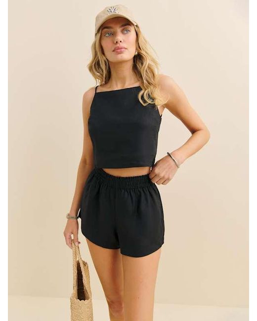 Reformation Black Kerri Linen Top