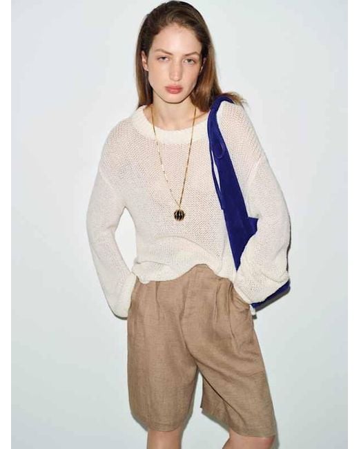 Reformation White Drew Linen Short