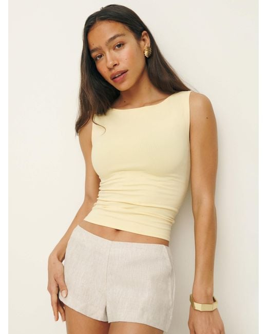Reformation Natural June Low Rise Linen Short