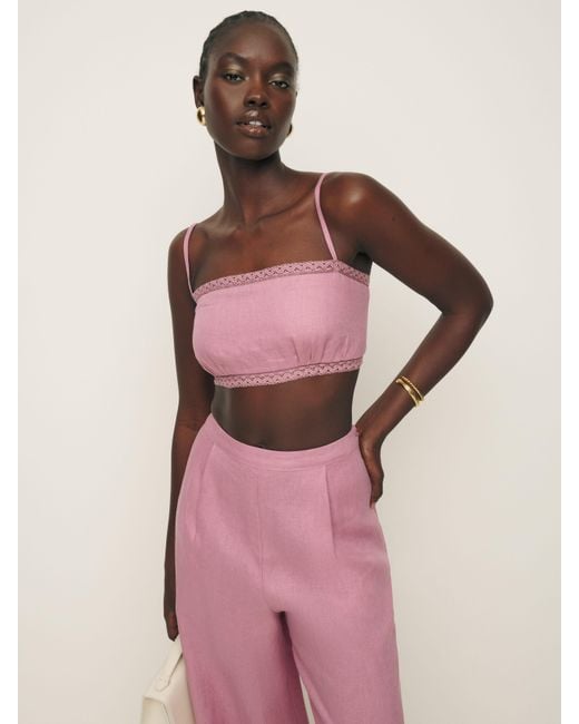 Reformation Pink Linen Two Piece