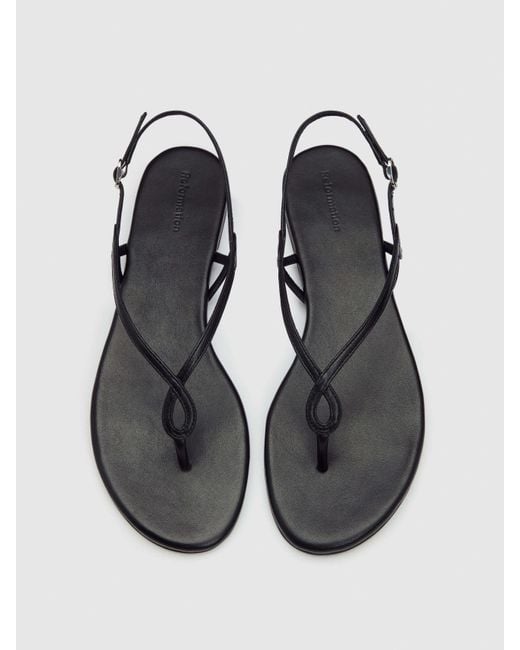 Reformation Black Luna Flat Sandal Leather 5