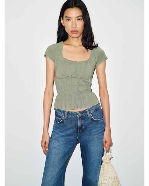 Reformation Blue Milena Knit Top Sage