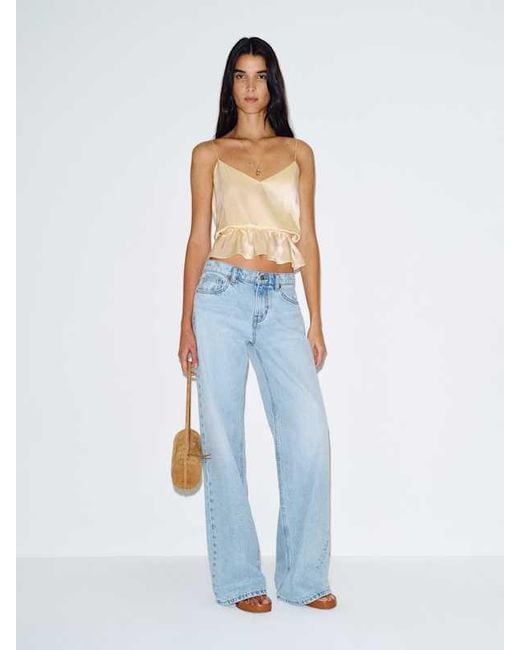 Reformation Blue Fiorenzo Silk Top