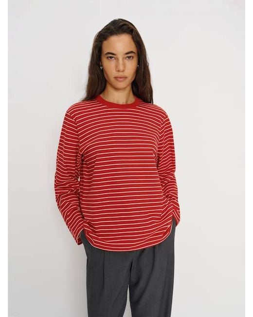 Reformation Red Asher Oversized Long Sleeve T-Shirt