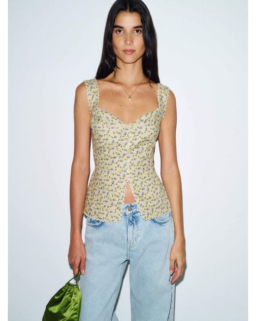 Reformation Blue Viola Linen Top 0
