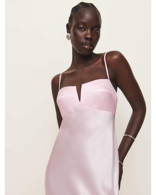 Reformation Brie Silk Dress in Pink Lyst UK