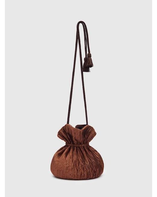 Reformation Brown Aphrodite Pleated Pouch