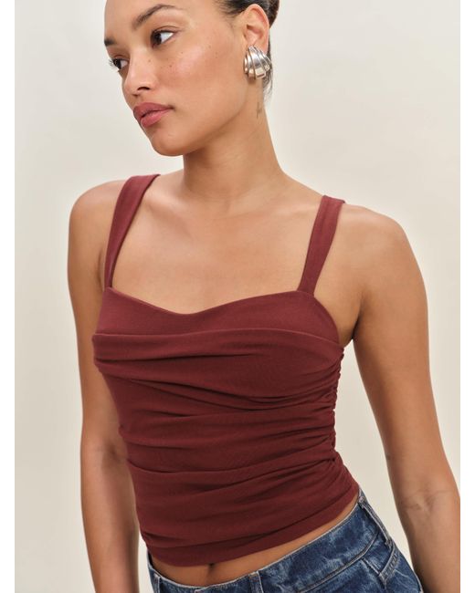 Reformation Red Trish Knit Top