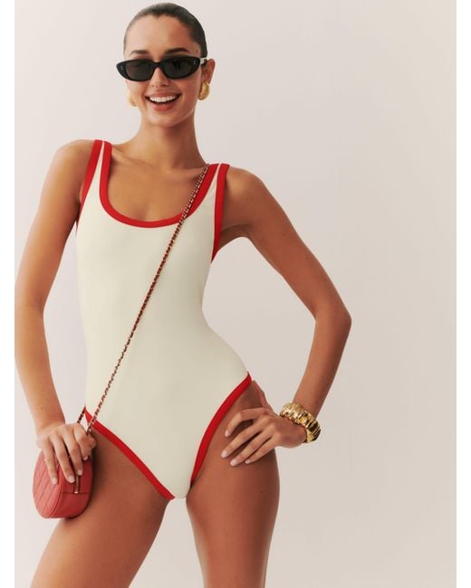Reformation Red Joy One Piece Swimsuit