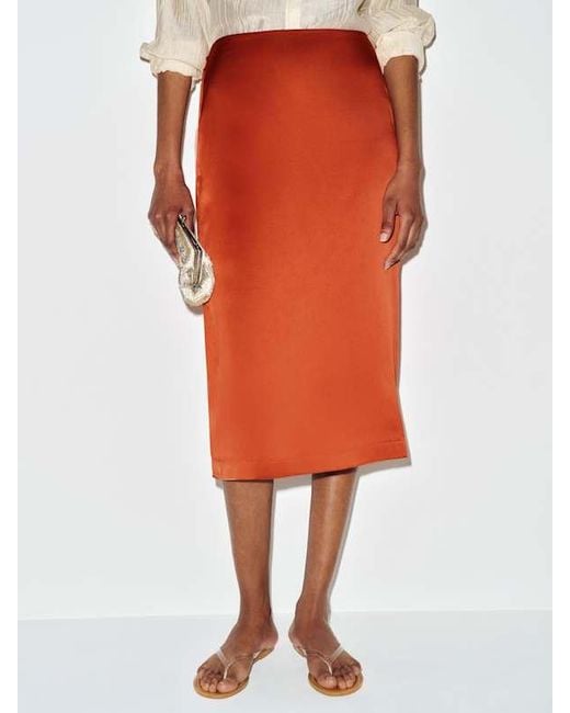 Reformation White Helen Low Waist Silk Midi Skirt 0