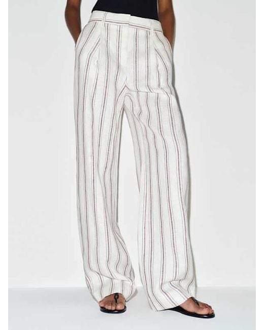 Reformation White Alex Linen Mid Rise Pant 0