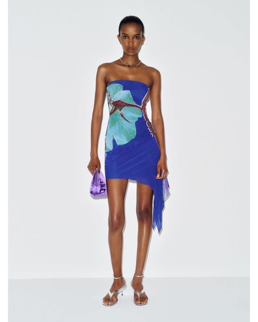 Reformation Blue Vintage Vivienne Tam Hibiscus Dress