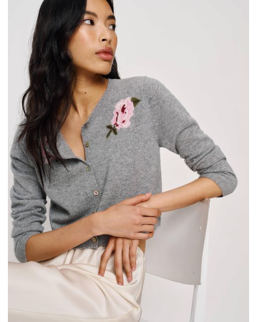 Reformation Gray Gracie Cashmere Crew Cardigan