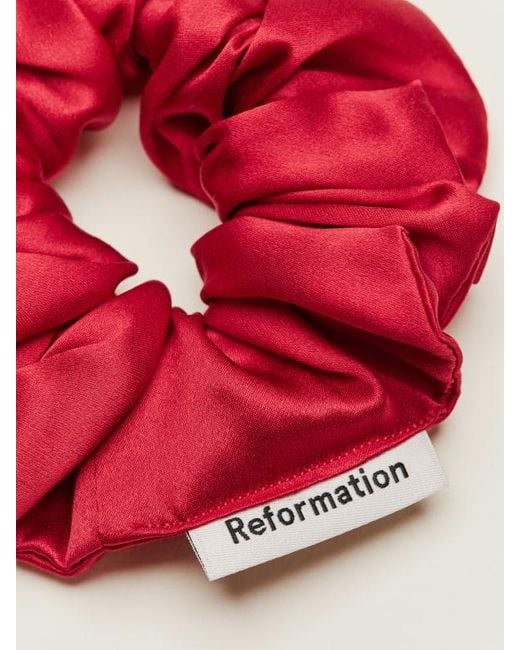 Reformation Pink Silk Scrunchies