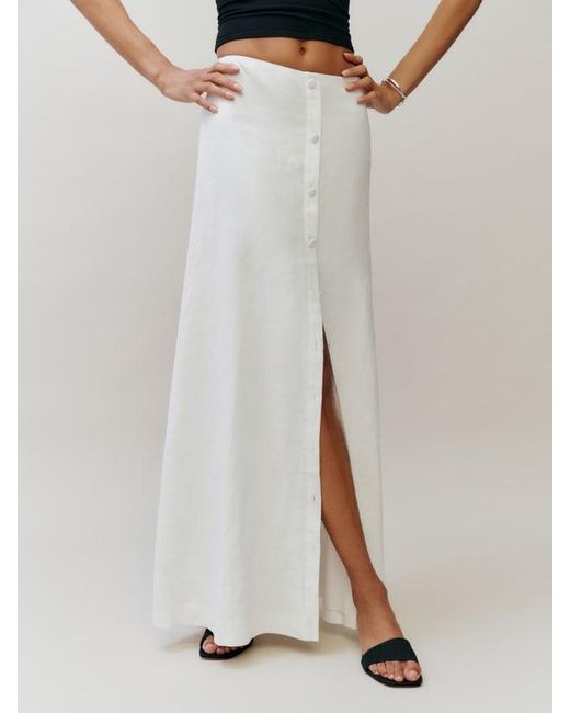 Reformation White Andi Linen Skirt