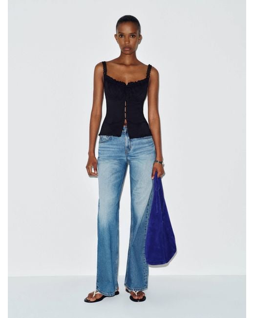 Reformation Blue Eveline Top Lace