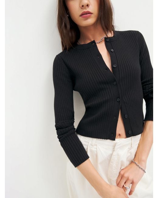 Reformation Black Joanne Cotton Cardigan