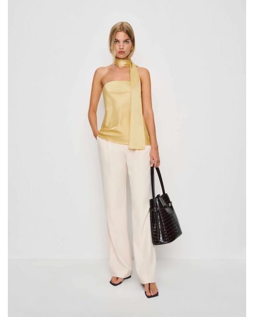 Reformation White Sienna Satin Top