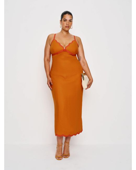 Reformation Womens Orange Sara Linen Dress Es 14 dresses
