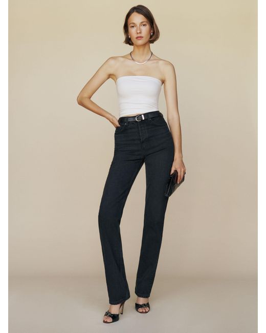 Reformation Natural Cynthia High Rise Straight Long Jeans