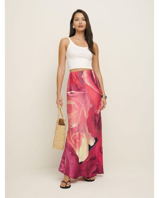 Reformation Pink Vintage Roberto Cavalli Maxi Skirt