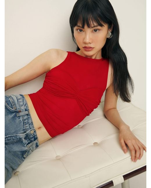 Reformation Red Rose Knit Top
