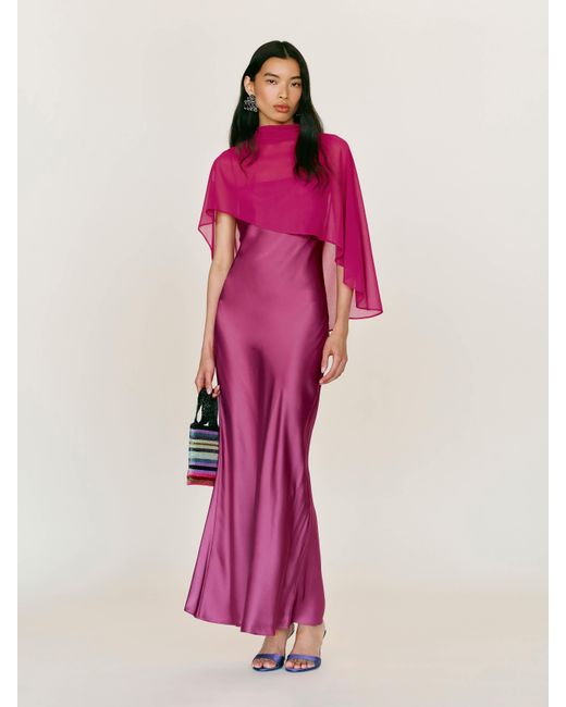 Reformation Pink Lilibeth Silk Dress