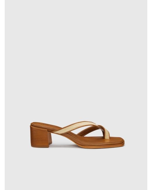 Reformation Natural Sonoma Heeled Sandal Raffia Rum Leather 5