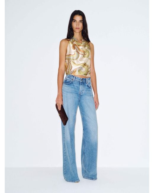 Reformation Blue Jony Silk Top